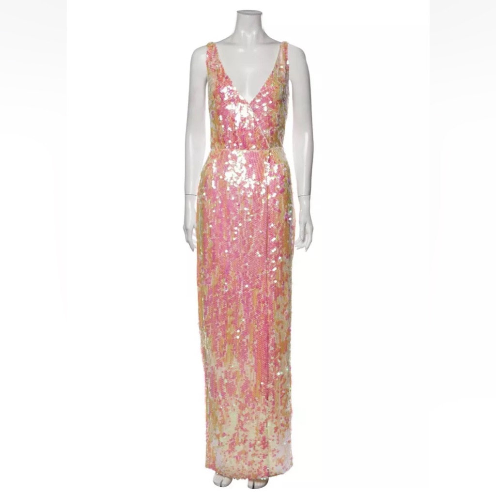 Ml Monique Lhuillier Sequin Surplice Evening Gown